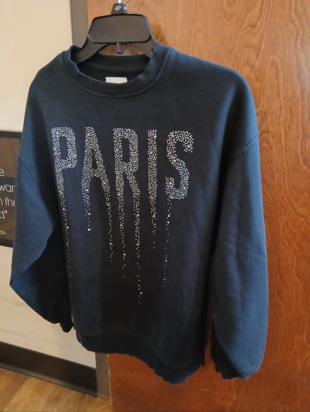NWOT/ ZARA 'PARIS' black embellished sweatshirt